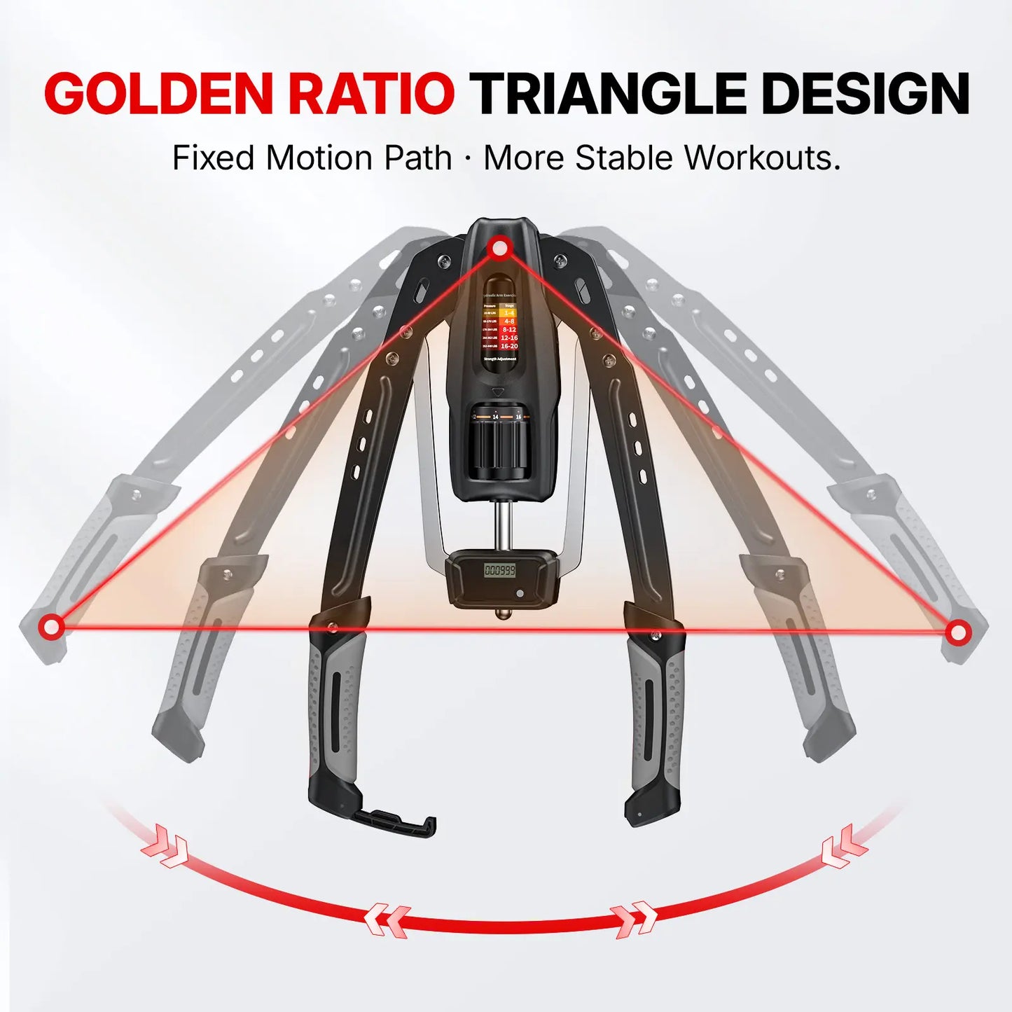 22–440LBS Adjustable Hydraulic Arm Trainer with Counter Home Workout Gear