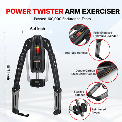 22–440LBS Adjustable Hydraulic Arm Trainer with Counter Home Workout Gear