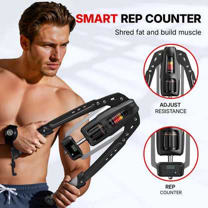 22–440LBS Adjustable Hydraulic Arm Trainer with Counter Home Workout Gear
