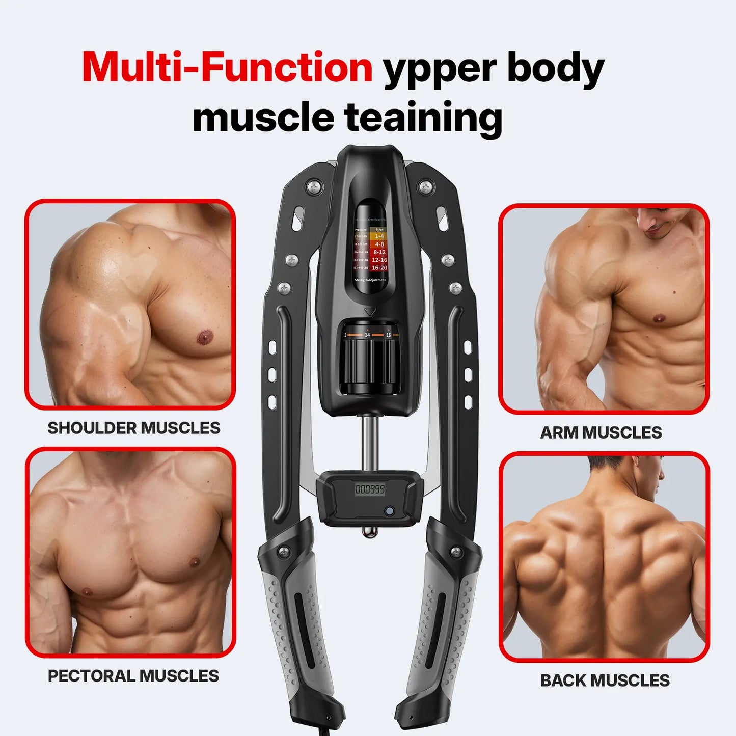 22–440LBS Adjustable Hydraulic Arm Trainer with Counter Home Workout Gear