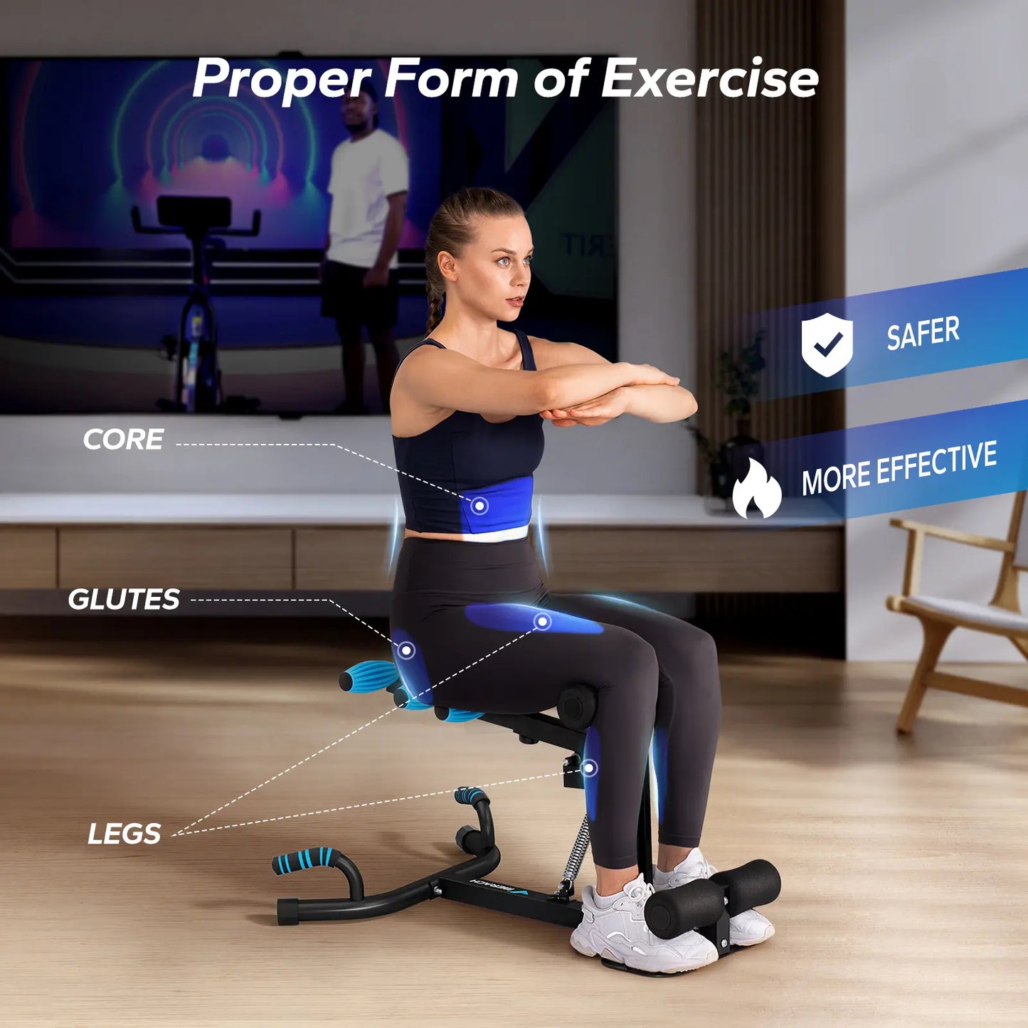 Adjustable Deep Squat Machine 300LBS for Abs Glutes Leg & Arm Workout