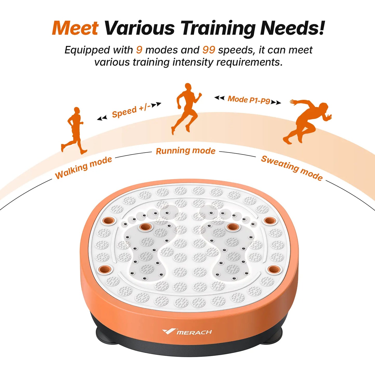 Round Quiet Vibration Plate with 9 Modes 99 Speeds Full Body Lymphatic Drainage Machine