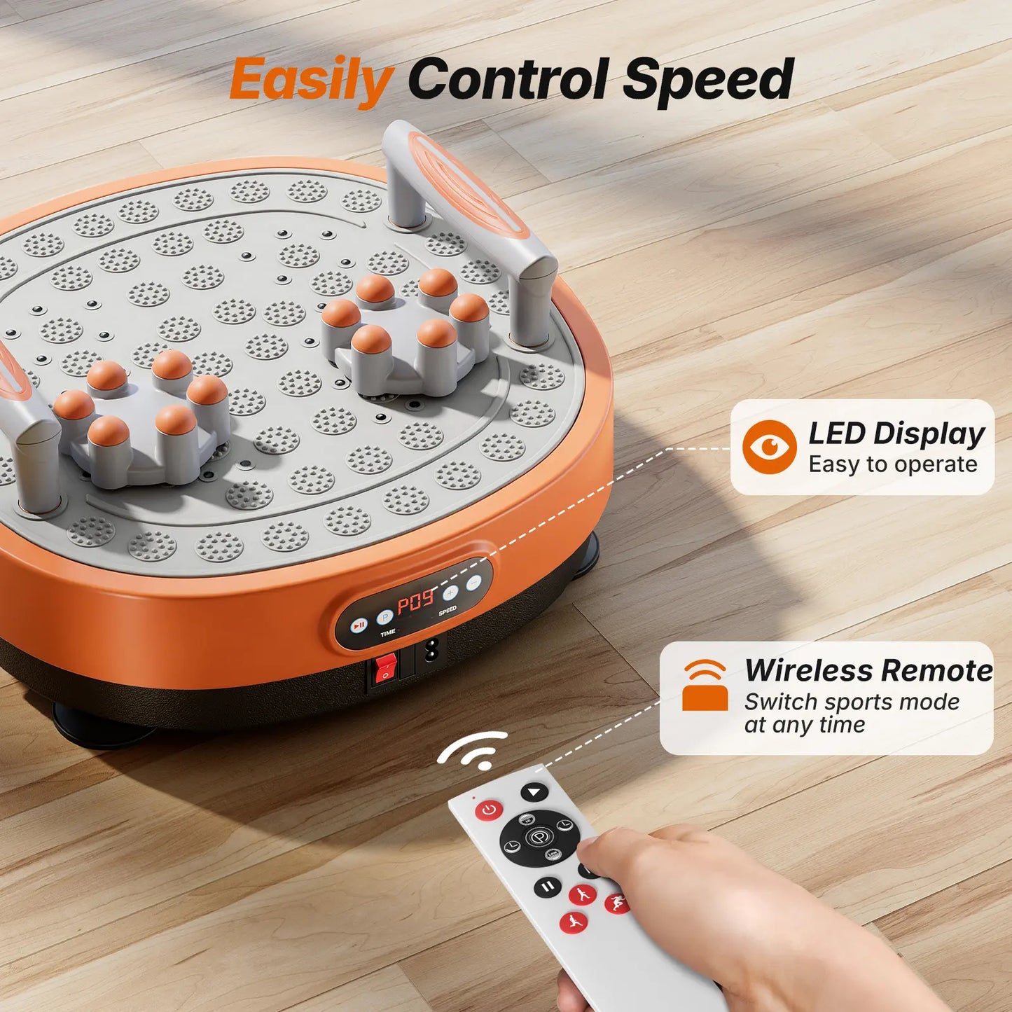 Round Quiet Vibration Plate with 9 Modes 99 Speeds Full Body Lymphatic Drainage Machine