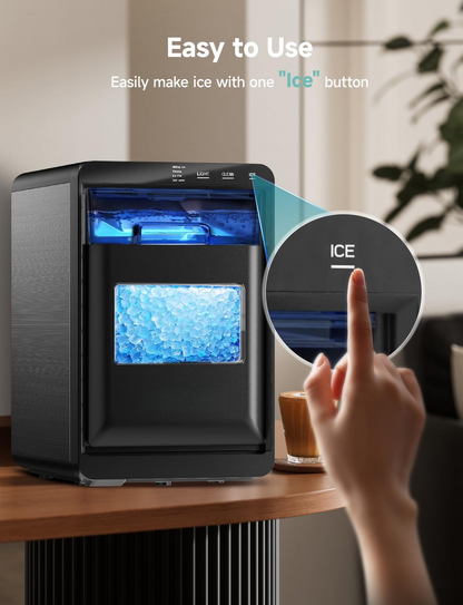 40lbs Nugget Ice Maker Countertop, Sonic Pebble Ice Machine, Self-Cleaning, Home & Office