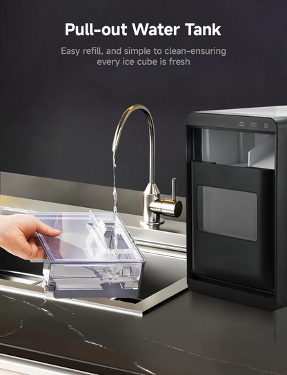 40lbs Nugget Ice Maker Countertop, Sonic Pebble Ice Machine, Self-Cleaning, Home & Office