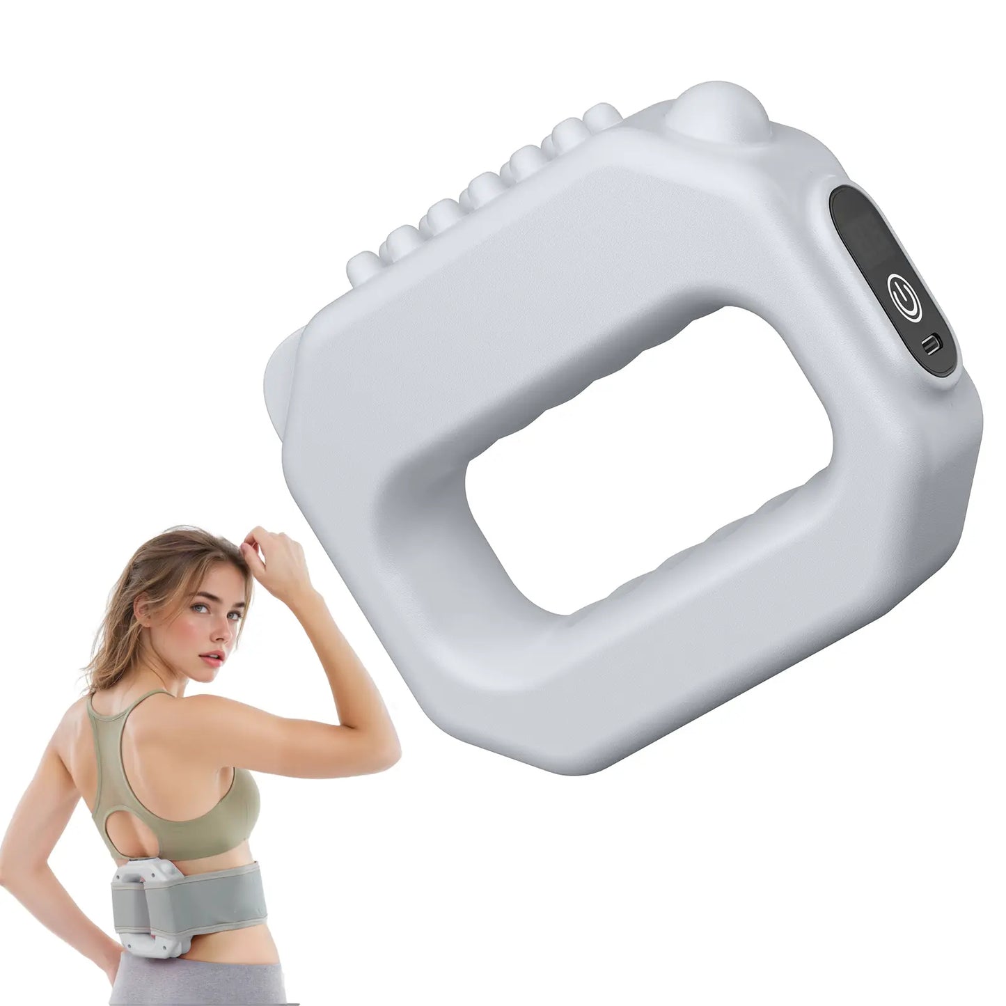 Pink Gray Portable Cordless Massager, Whole Body Percussion Vibration for Muscle Relief