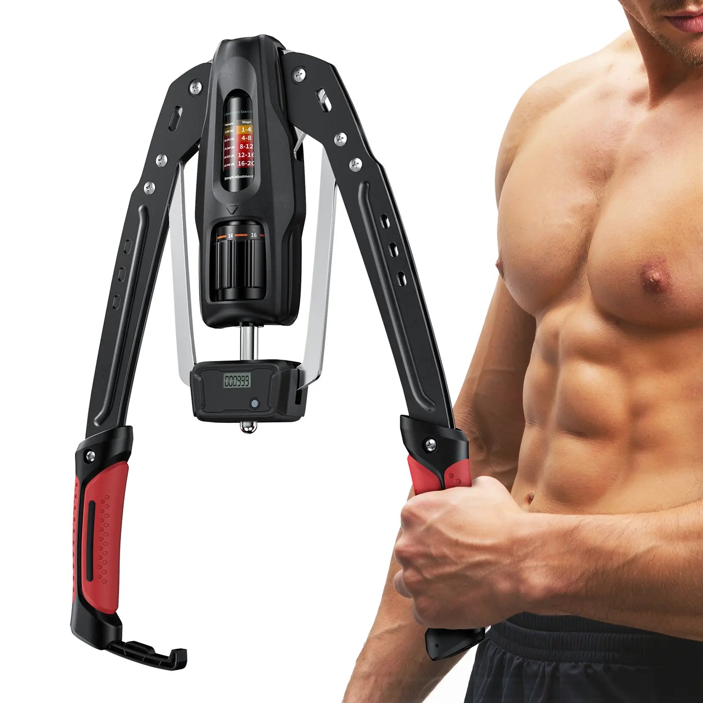 22–440LBS Adjustable Hydraulic Arm Trainer with Counter Home Workout Gear