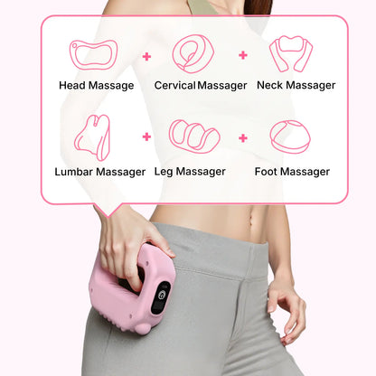 Pink Gray Portable Cordless Massager, Whole Body Percussion Vibration for Muscle Relief