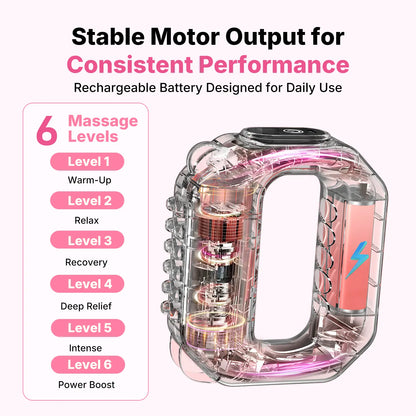 Pink Gray Portable Cordless Massager, Whole Body Percussion Vibration for Muscle Relief