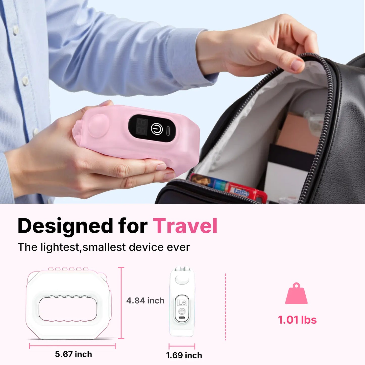 Pink Gray Portable Cordless Massager, Whole Body Percussion Vibration for Muscle Relief