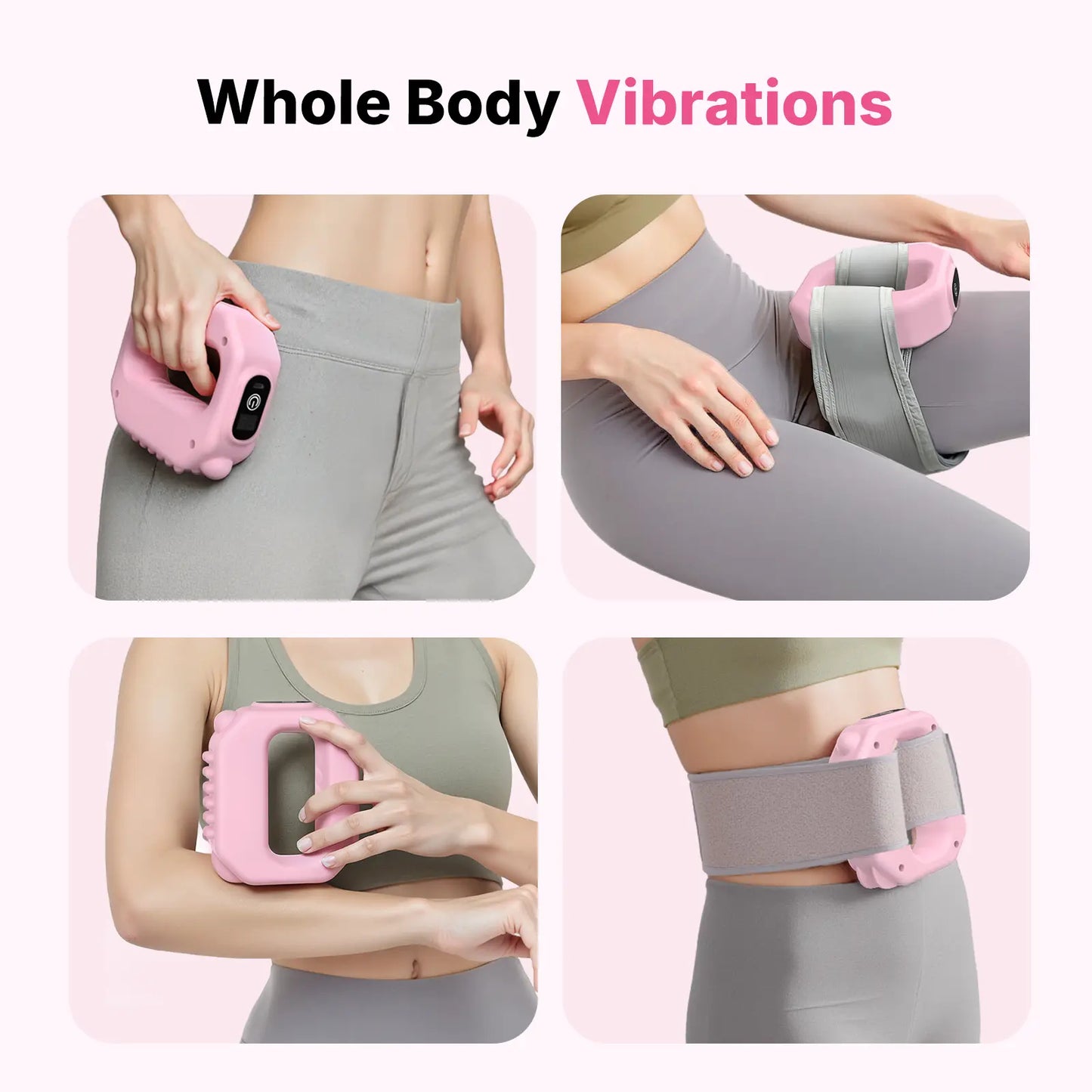 Pink Gray Portable Cordless Massager, Whole Body Percussion Vibration for Muscle Relief